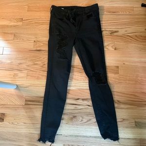 American eagle black, ripped, stretch skinny jeans.